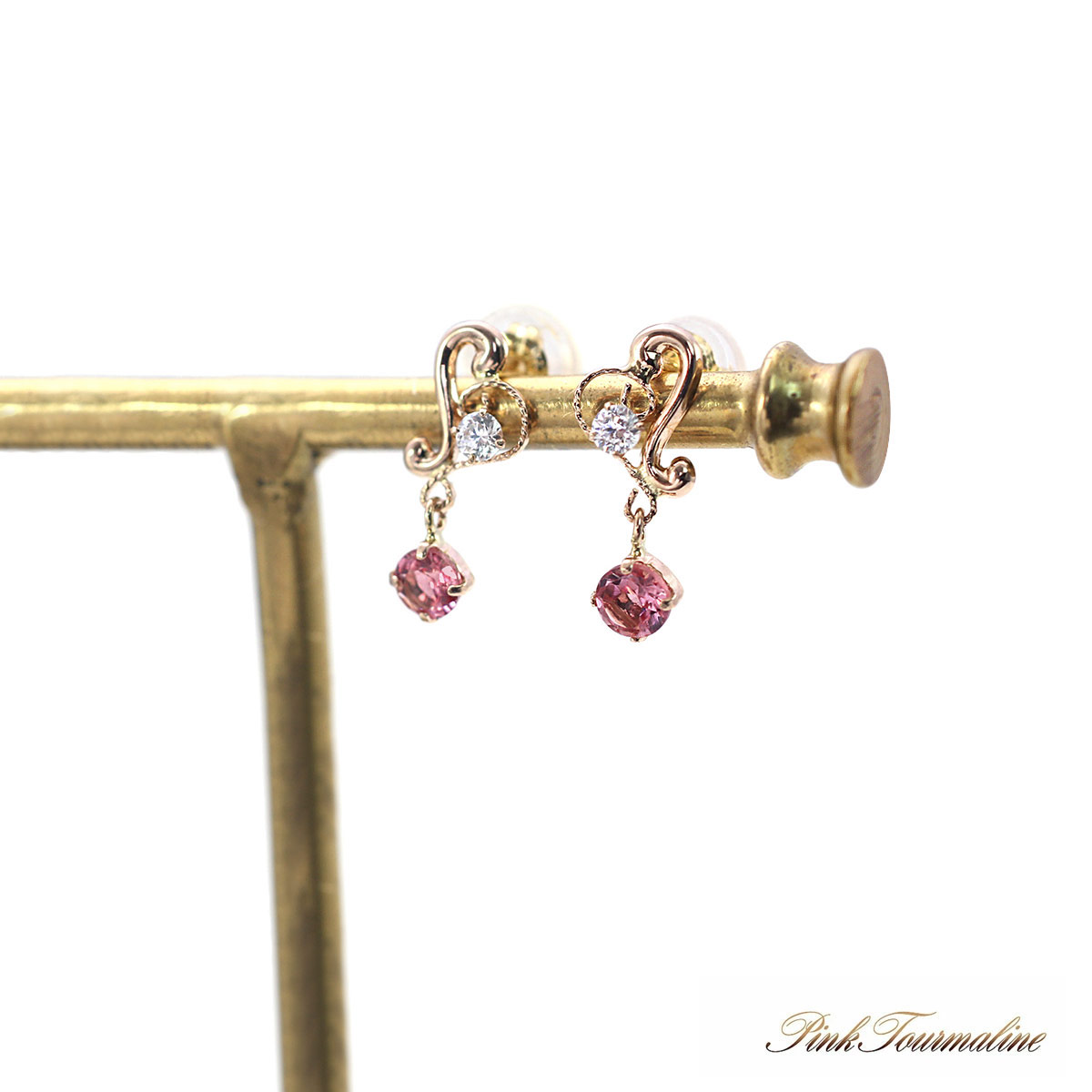 ピアス レディース 18金 ピンクトルマリン 18k ハート 可愛い ピンク