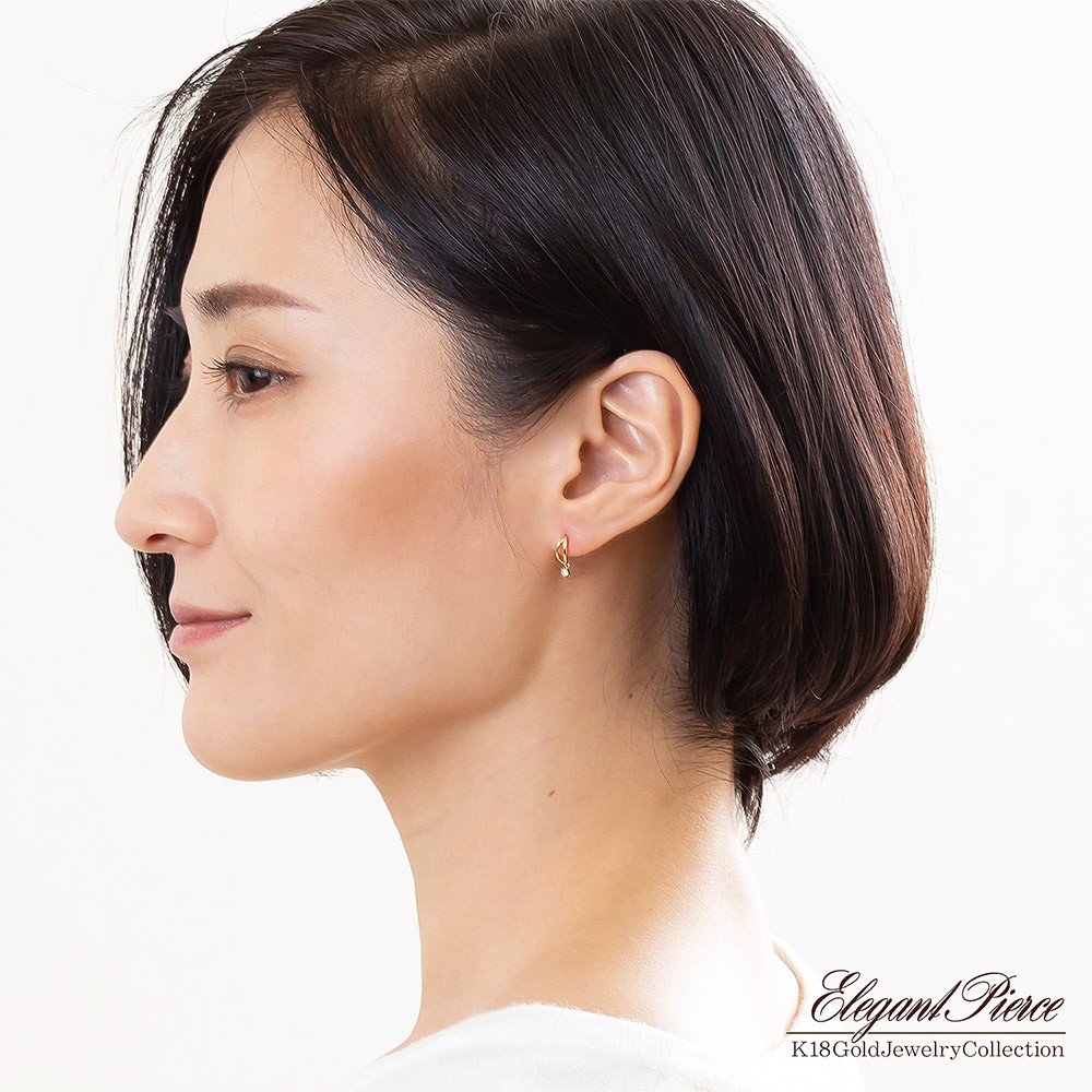 18金 ピアス ダイヤモンド 18k ゴールド プレゼント K18 ダイヤ