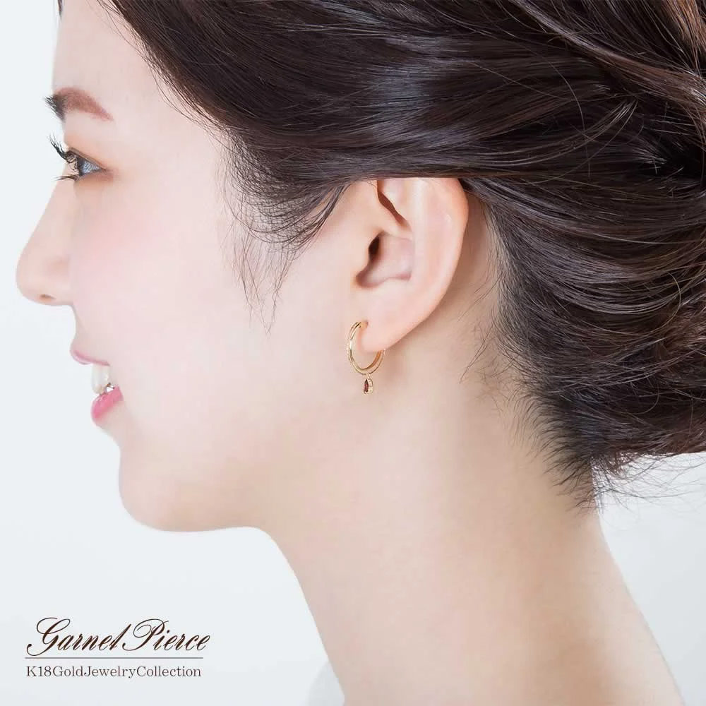 Amazon | ガーネット ピアス 刻印 可能 両耳用 K10 ピンク