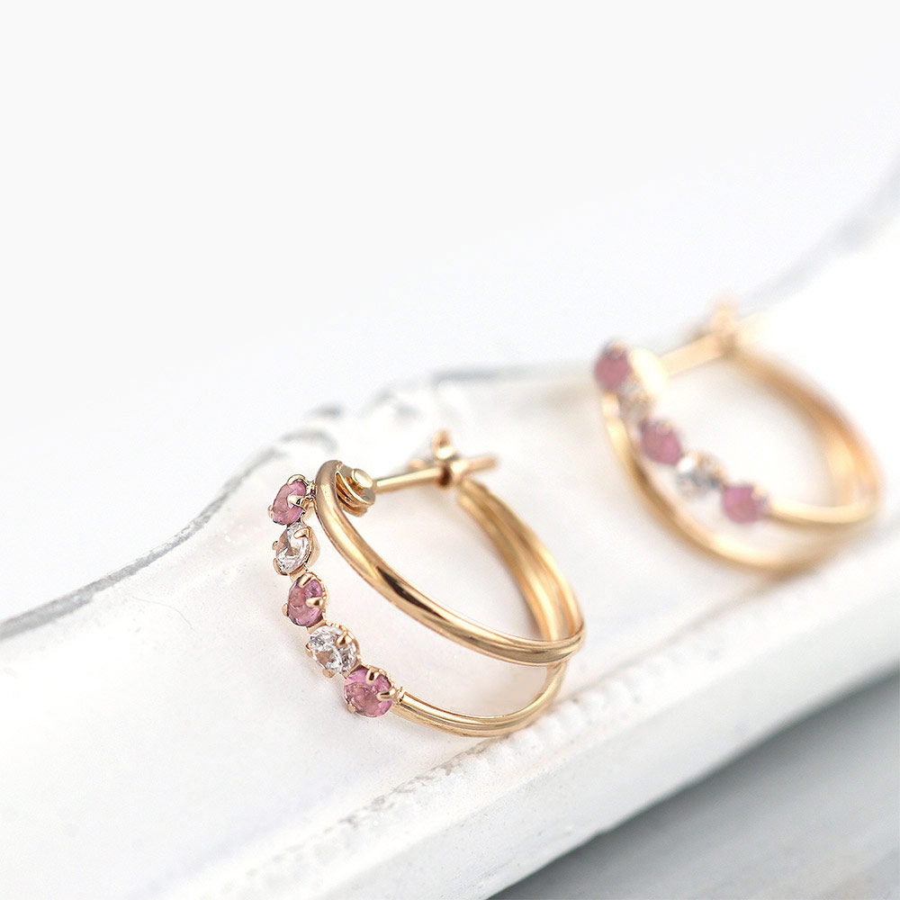 フープピアス 18金 レディース ピンクゴールド 18K K18 ピンク