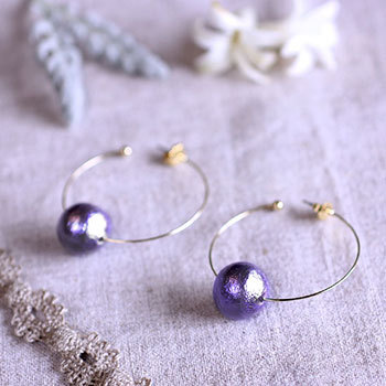 オパール & パール フープ ピアス ハワイ Bella Anela #212 PANDORA ピアス 淡水バロックパール フープ レディース