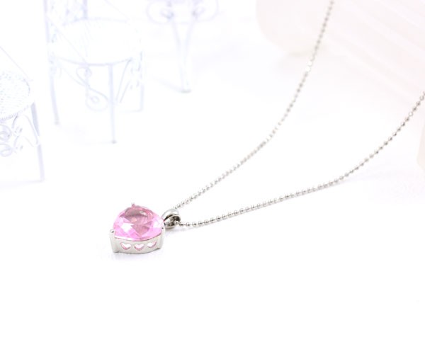 ネックレス レディース キラキラ cute ピンクBIGハートネックレス