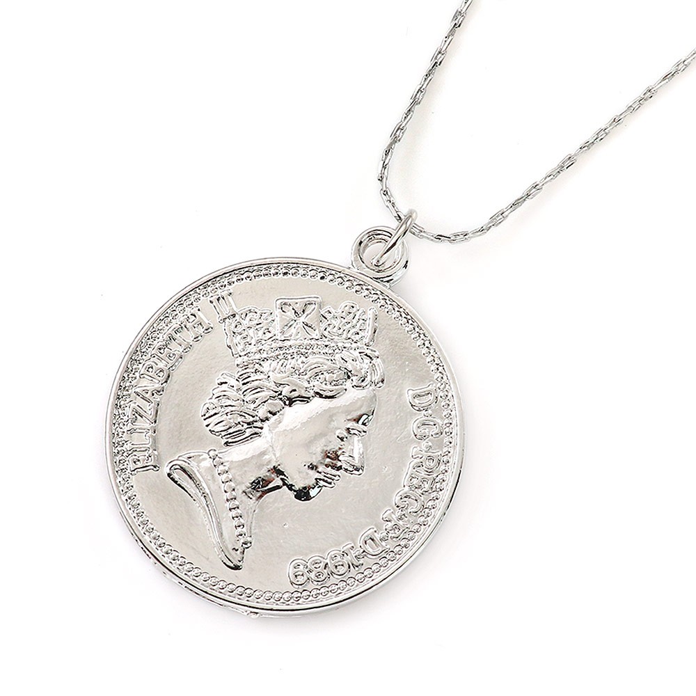 コインネックレス レディース シルバー ゴールド ニッケルフリー アクセサリー シンプル エリザベス女王2世 2way 両面 プレゼント ホワイトデー  お返し