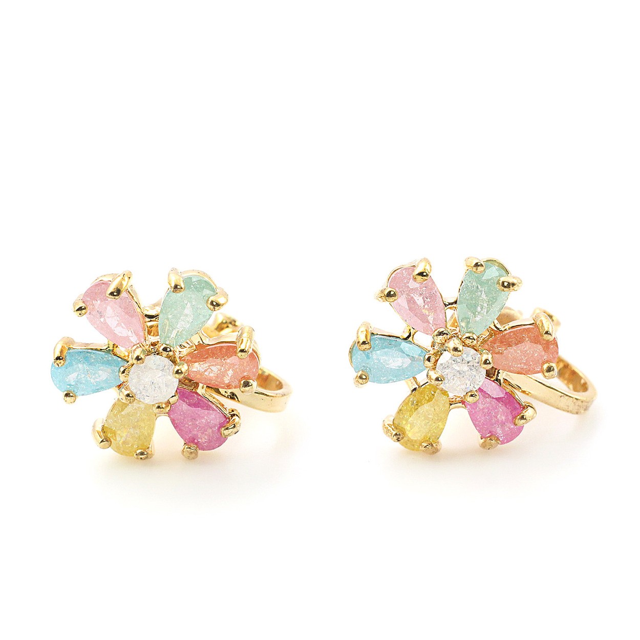 ピアス レディース シンプル 可愛い 七色 レインボー キラキラ