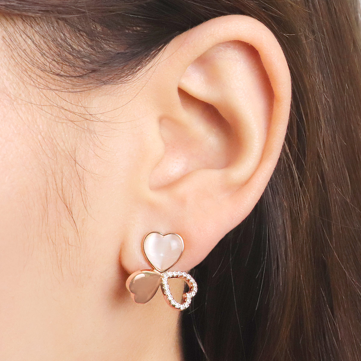 クローバー イヤリング レディース かわいい ピンクゴールド色