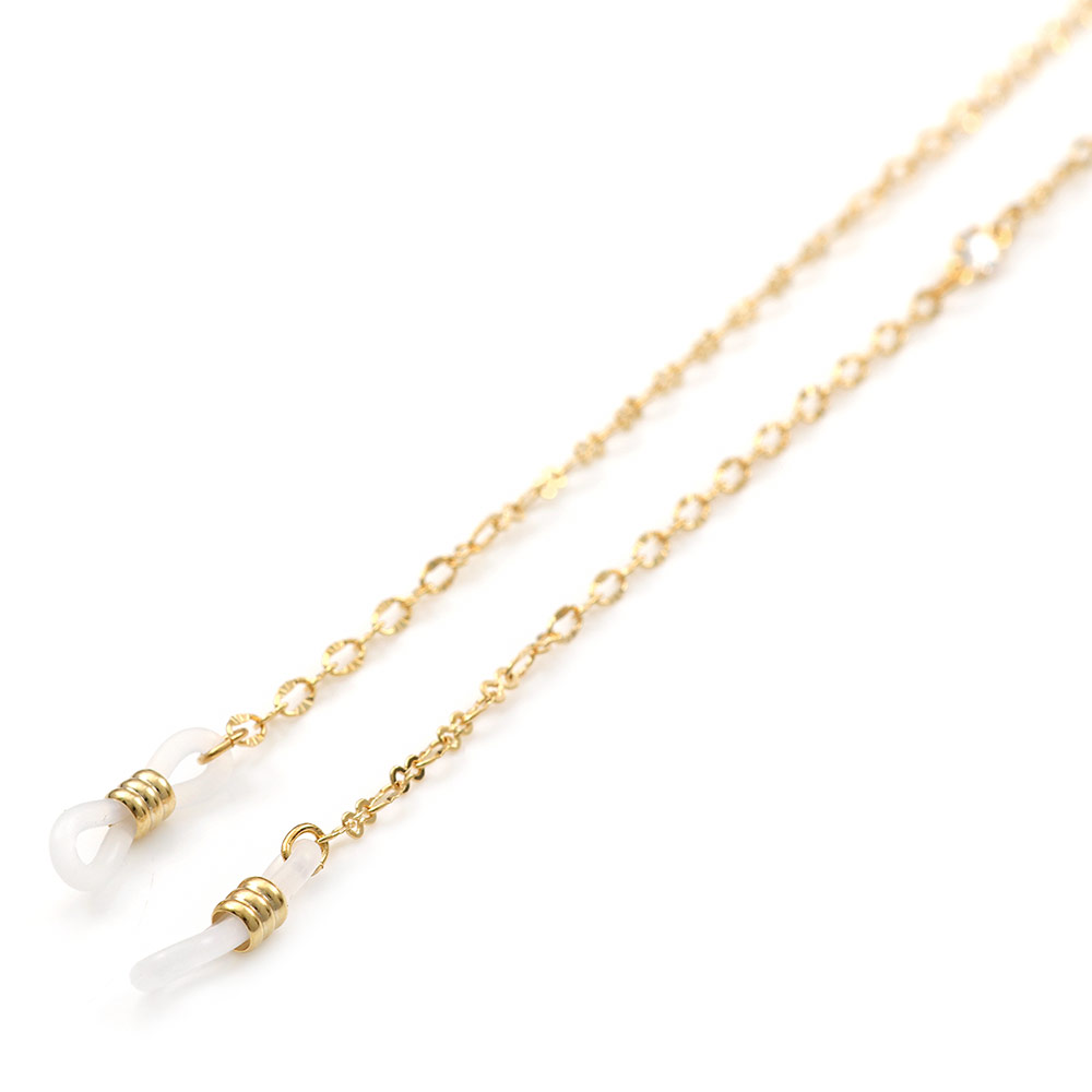 CHANEL 眼鏡用フレーム  チェーンストラップ付 ゴールド(F) CHANEL 眼鏡用フレーム 新作チェーンストラップカメリア付ゴールド(D