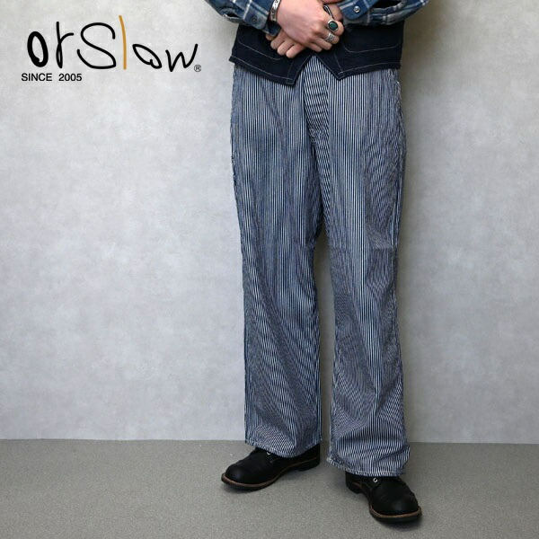 orSlow オアスロウ ヒッコリー ペインターパンツ S(1) ハーフパンツ メンズ Orslow オアスロウ WIDE FIT 30'S HICKORY PAINTER PANTS