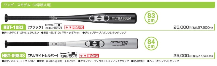 HI-GOLD（ハイゴールド） 中学硬式バット HBT-0984S : 野球用品ベース