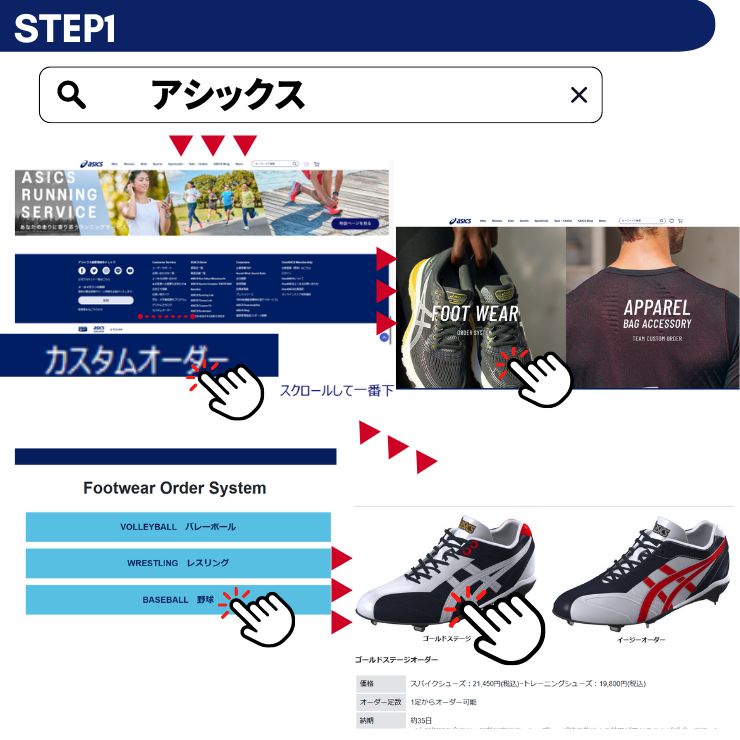 ASICS アシックス asics ゴールドステージ 野球 カラー スパイク