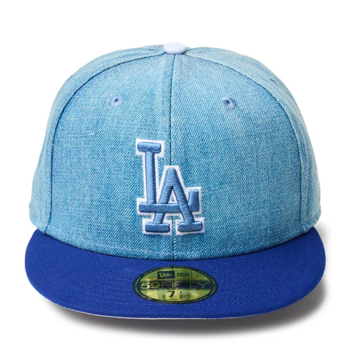 あすつく 限定 newera ニューエラ キャップ 野球帽 59FIFTY MLB Denim 2-Tone ロサンゼルス・ドジャース ウォッシュドデニム 14388868 era25ss | NEW ERA | 01
