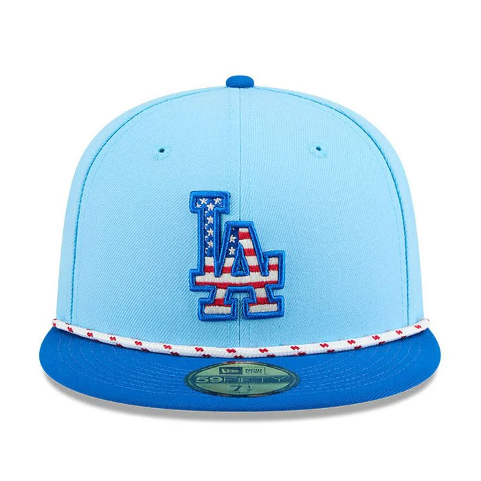 あすつく NEW ERA ニューエラ 59FIFTY オンフィールド 2025 MLB 4th of July ロサンゼルス・ドジャース ライトブルー ブルーバイザー 14628793 era25fw | NEW ERA | 01