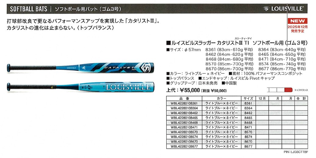 ルイスビルスラッガー　カタリスト 85cm 720g トップバランス ルイスビルスラッガー あすつく 12インチゴムソフト 旧3号 ソフト