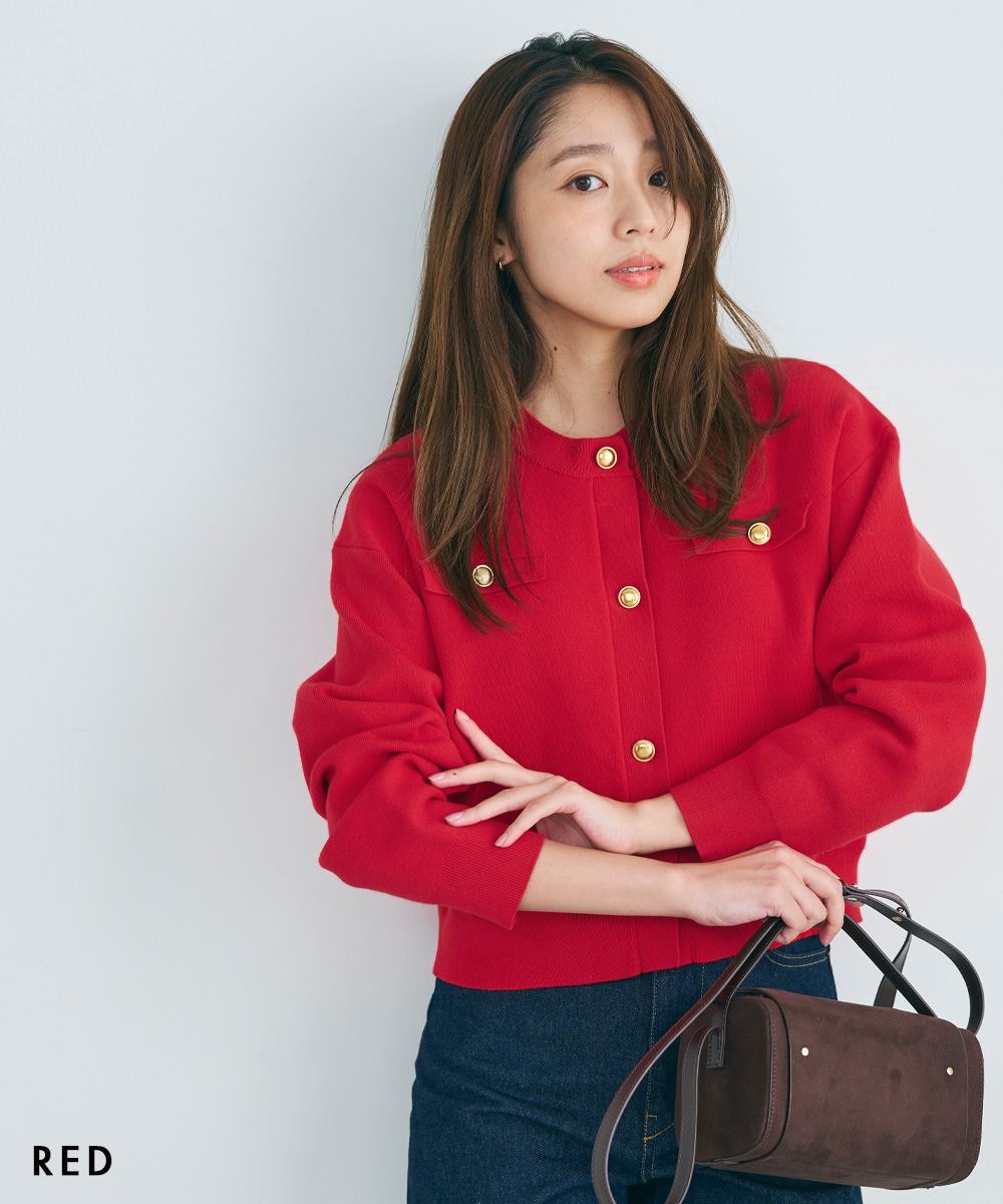 HARUKA DESIGN】ゴールドボタンカーディガン|トップス 長袖 HARUKA DESIGN】ゴールドボタンカーディガン|トップス 長袖