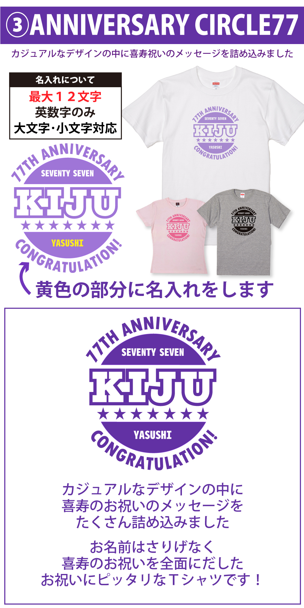 喜寿Tシャツ総合３