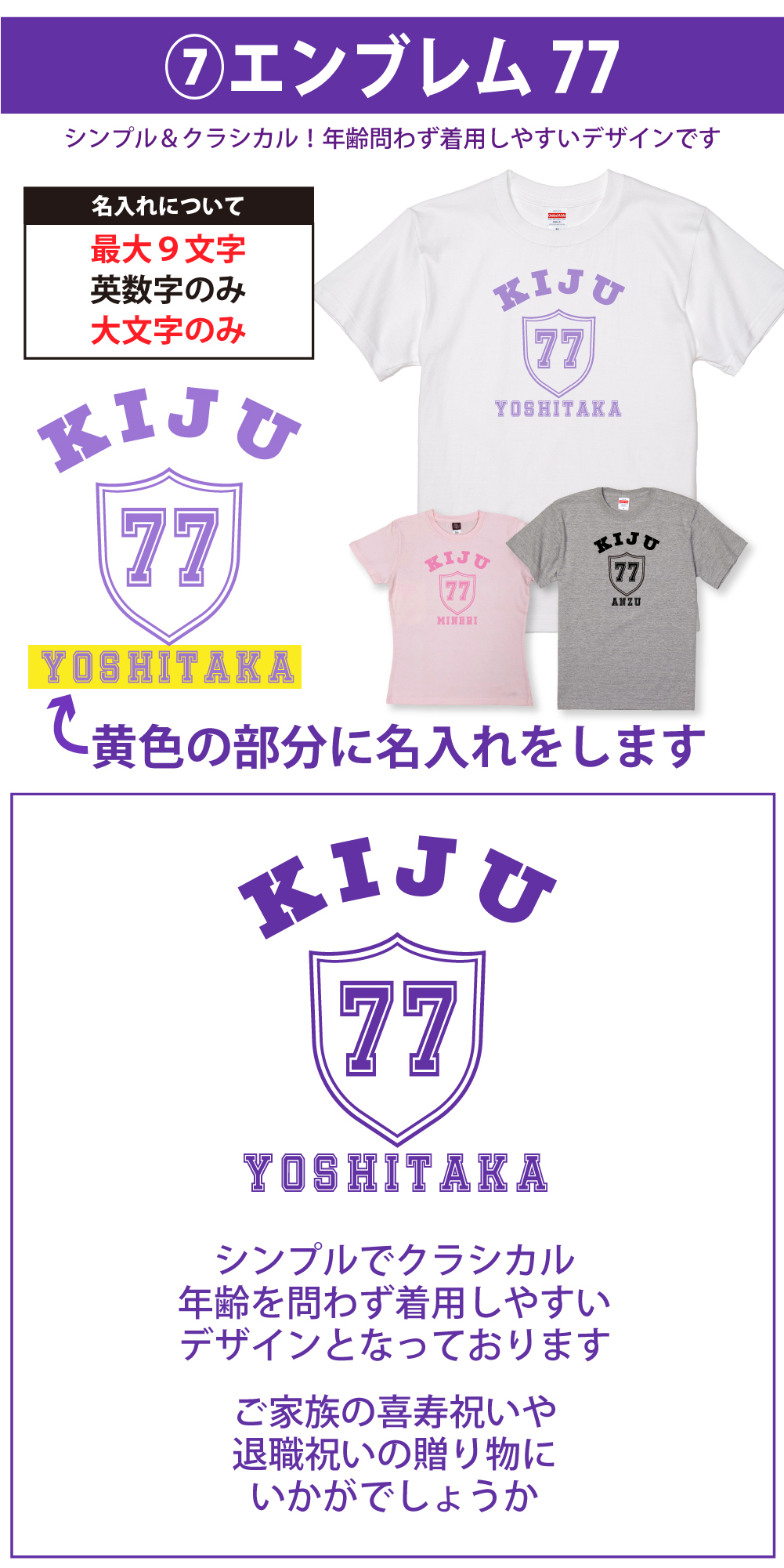 喜寿Tシャツ総合７