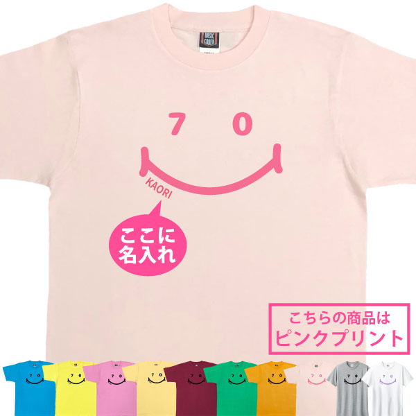 古希 70歳 祝い 男性 女性 名入れ ニコニコ Tシャツ おしゃれ プレゼント メッセージ 父 母 かわいい ティーシャツ 古希祝い オリジナル お祝い 1501 1500 085 | BASIC COVER | 02