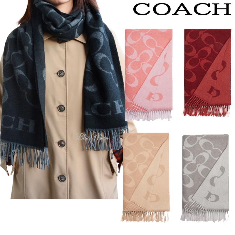 コーチ COACH マフラー レディース チェック 馬車 リバーシブル ウール