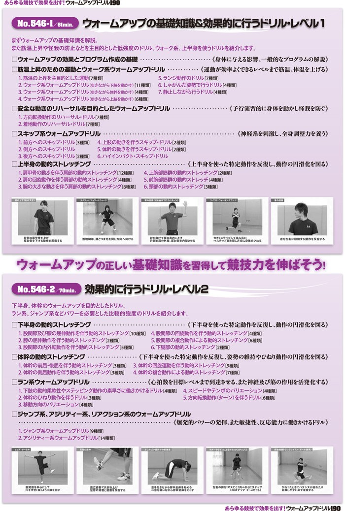 [2巻セット] DVD あらゆる競技で効果を出す！ウォームアップドリル１９０ 目的をもって取り組みパフォーマンスの向上を目指す あらゆる競技で効果を出す ウォームアップドリル190 有賀誠司 2
