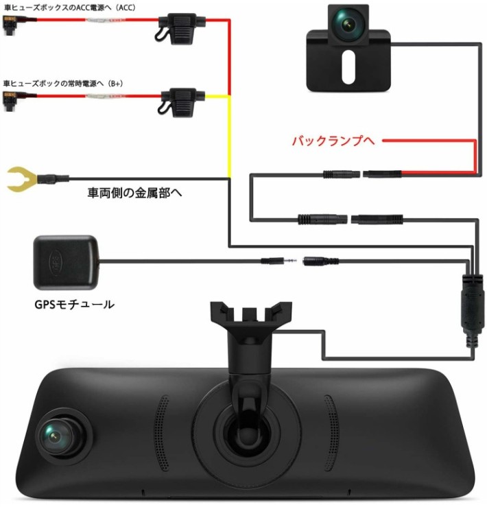 AUTO-VOX V5pro 新型 近未来感ドライブレコーダー ミラー型 前後