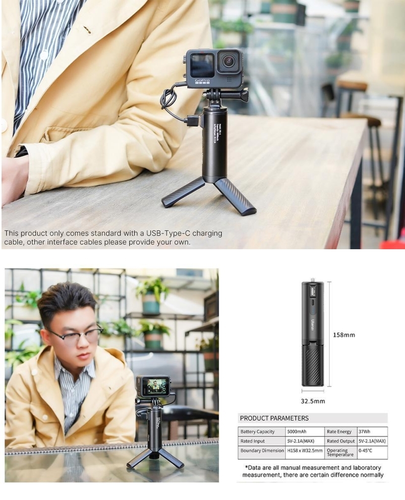 Ulanzi BG-4 カメラハンドグリップ 三脚付き gopro9 マウント : バスク