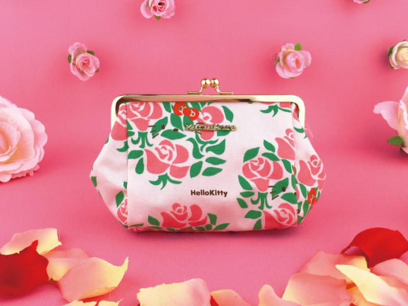 sanrio（サンリオ） ハローキティ がま口 コスメ ポーチ マチあり 花柄