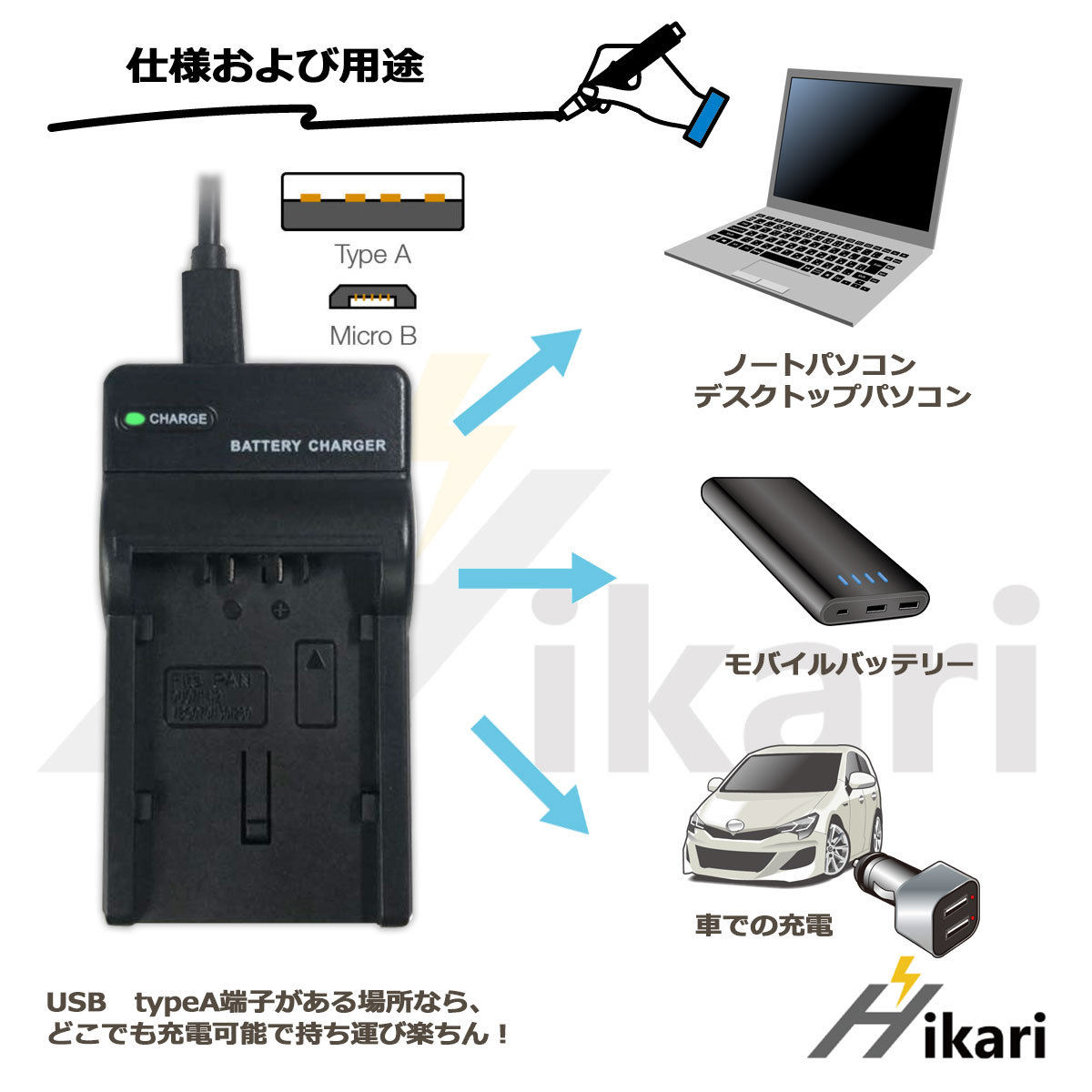 D-LI90P D-LI90 Pentax ペンタックス 互換USB充電器　K-BC90PJ 純正バッテリーも充電可能 645 645D 645Z  K-01 K-1 K-3 K-5 K-7 K-1 Mark II