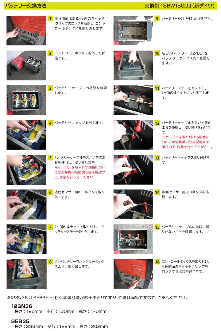 バッテリー交換方法（12SN36）
