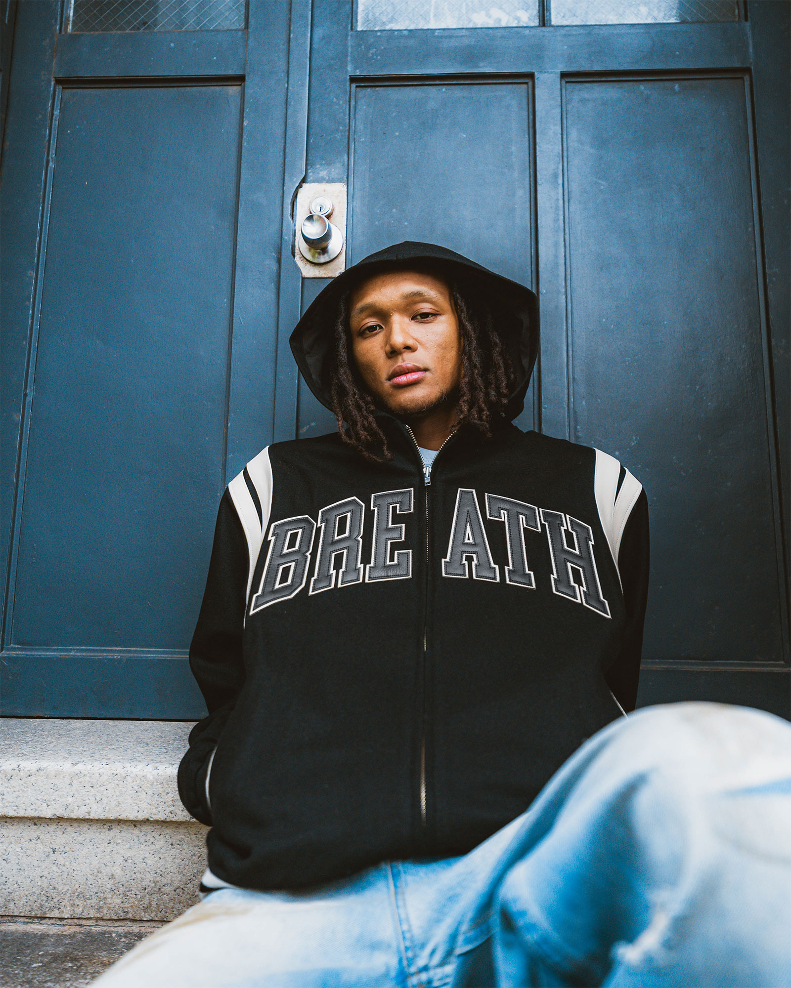 BREATH ブレス ARCH LOGO HOODED VARSITY JACKET BR25AW-O0007