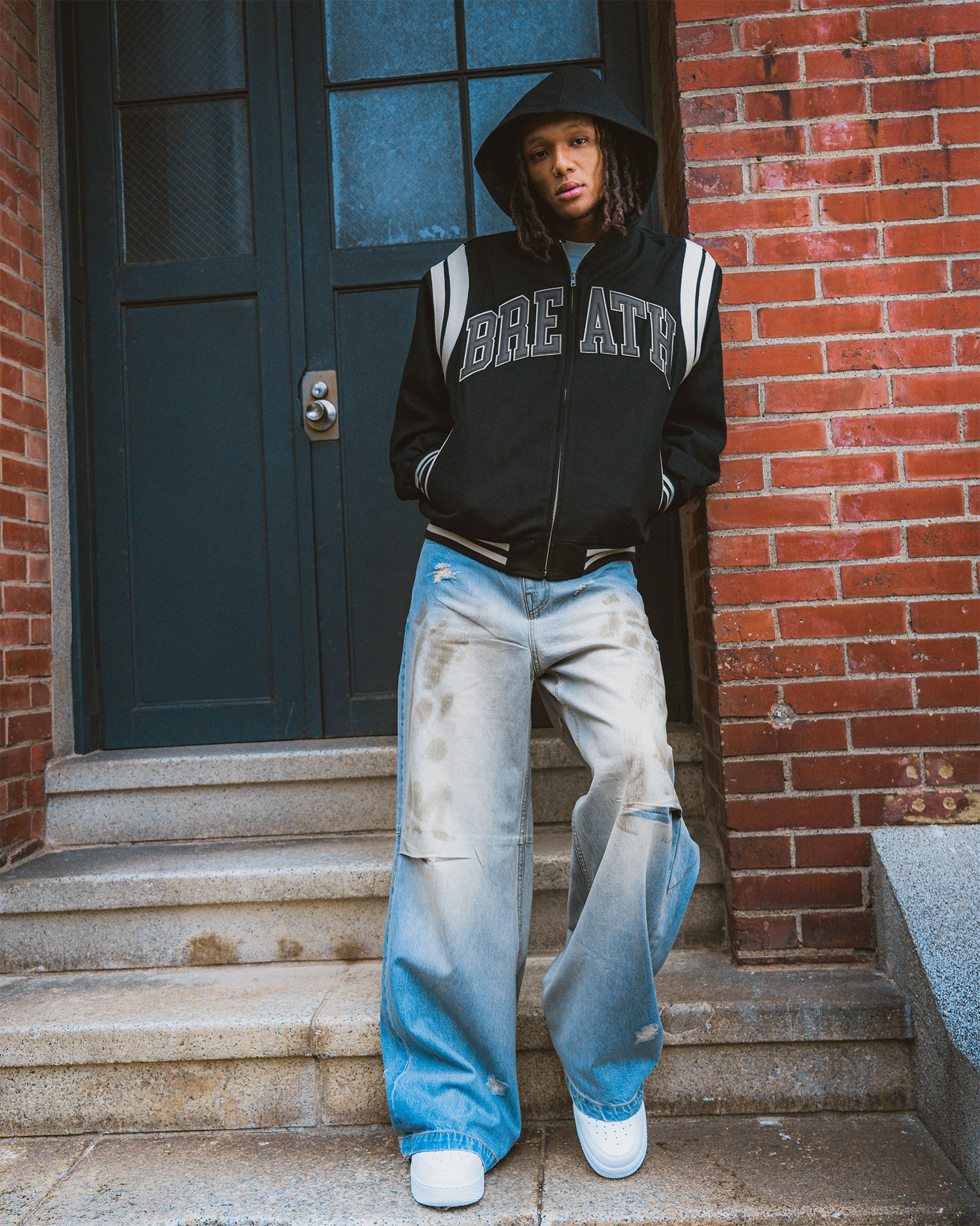 BREATH ブレス ARCH LOGO HOODED VARSITY JACKET BR25AW-O0007