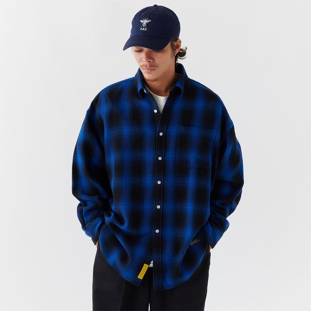 FAT WAFFGAN ネイビー FAT エフエーティー SHADOWBONE F32310-SH04 col.YELLOW&BLUE シャツ