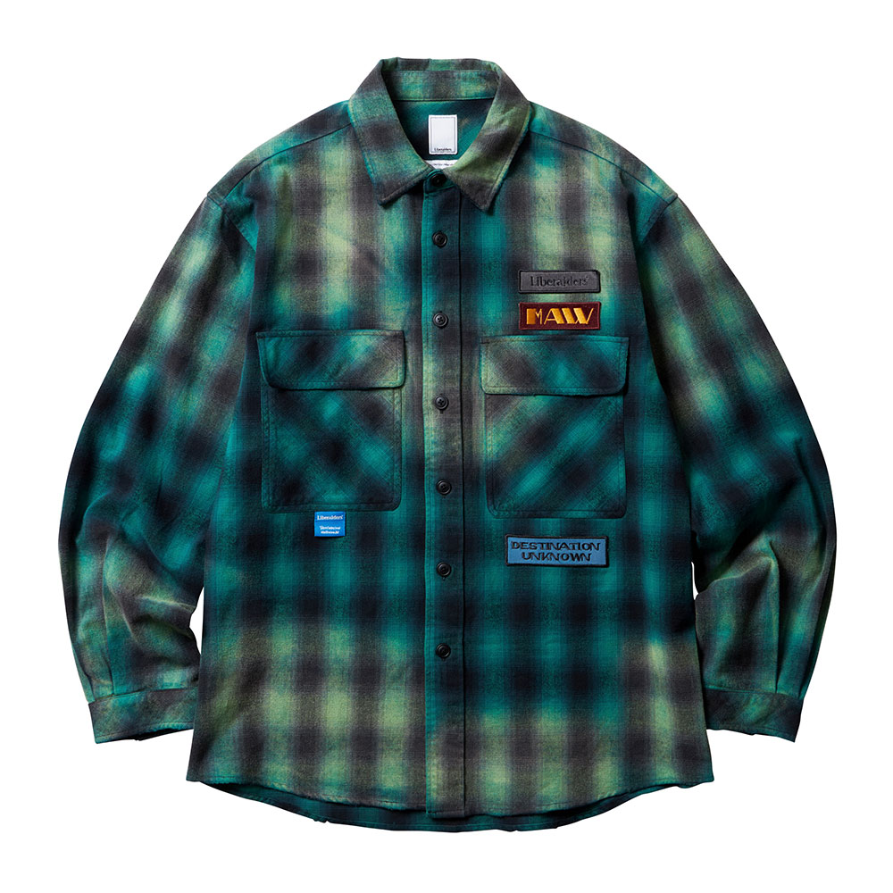 Liberaiders リベレイダース BLEACHED PLAID SHIRT 70104