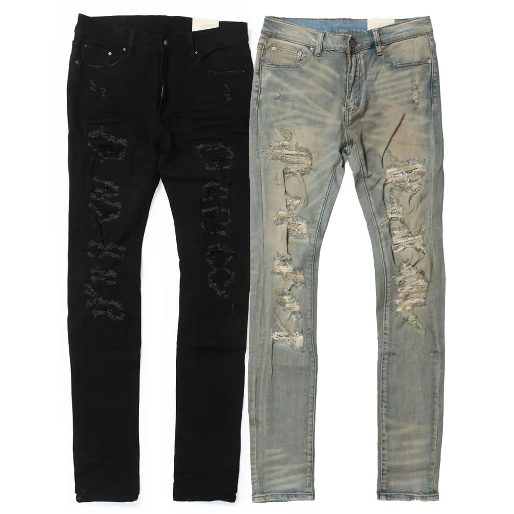 mnml（ミニマル） X201 Rhinestone Skinny Denim 25ML-SP837D デニム