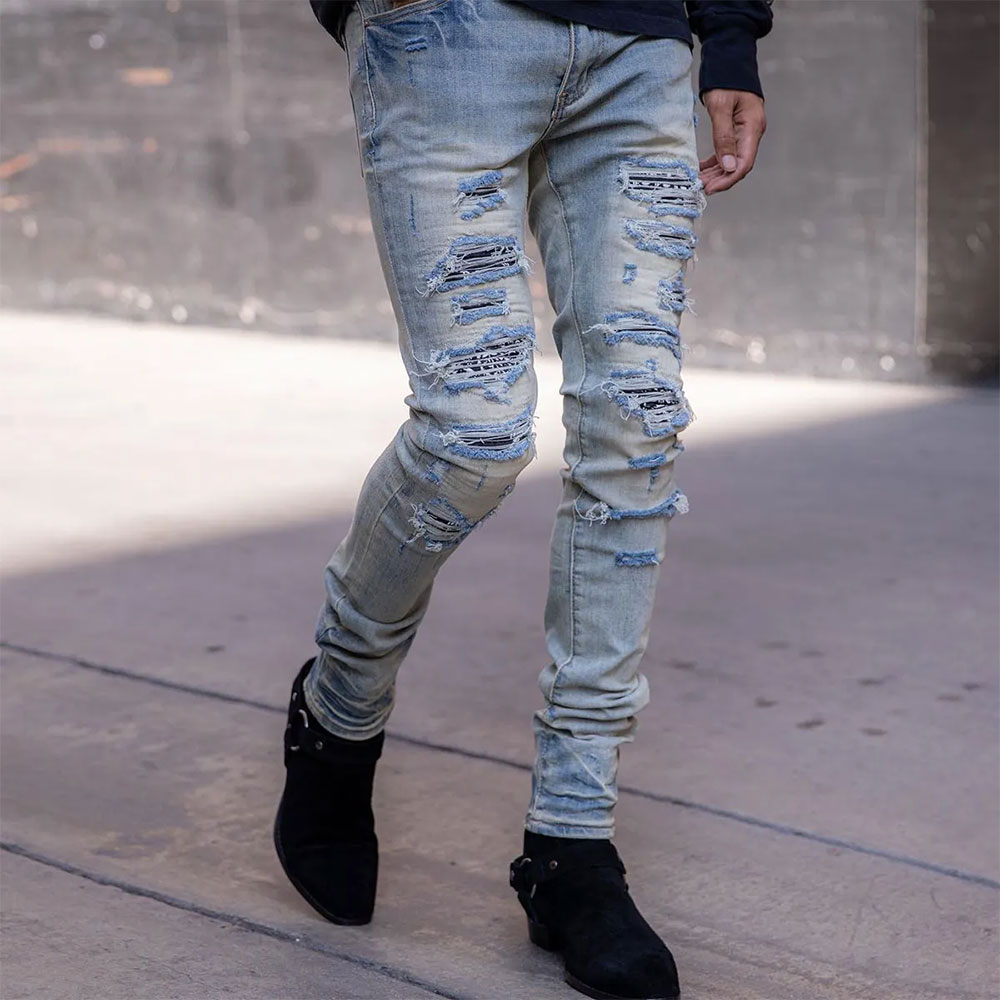 mnml（ミニマル） X165 Paisley Stretch Denim Black 23ML-SP222D