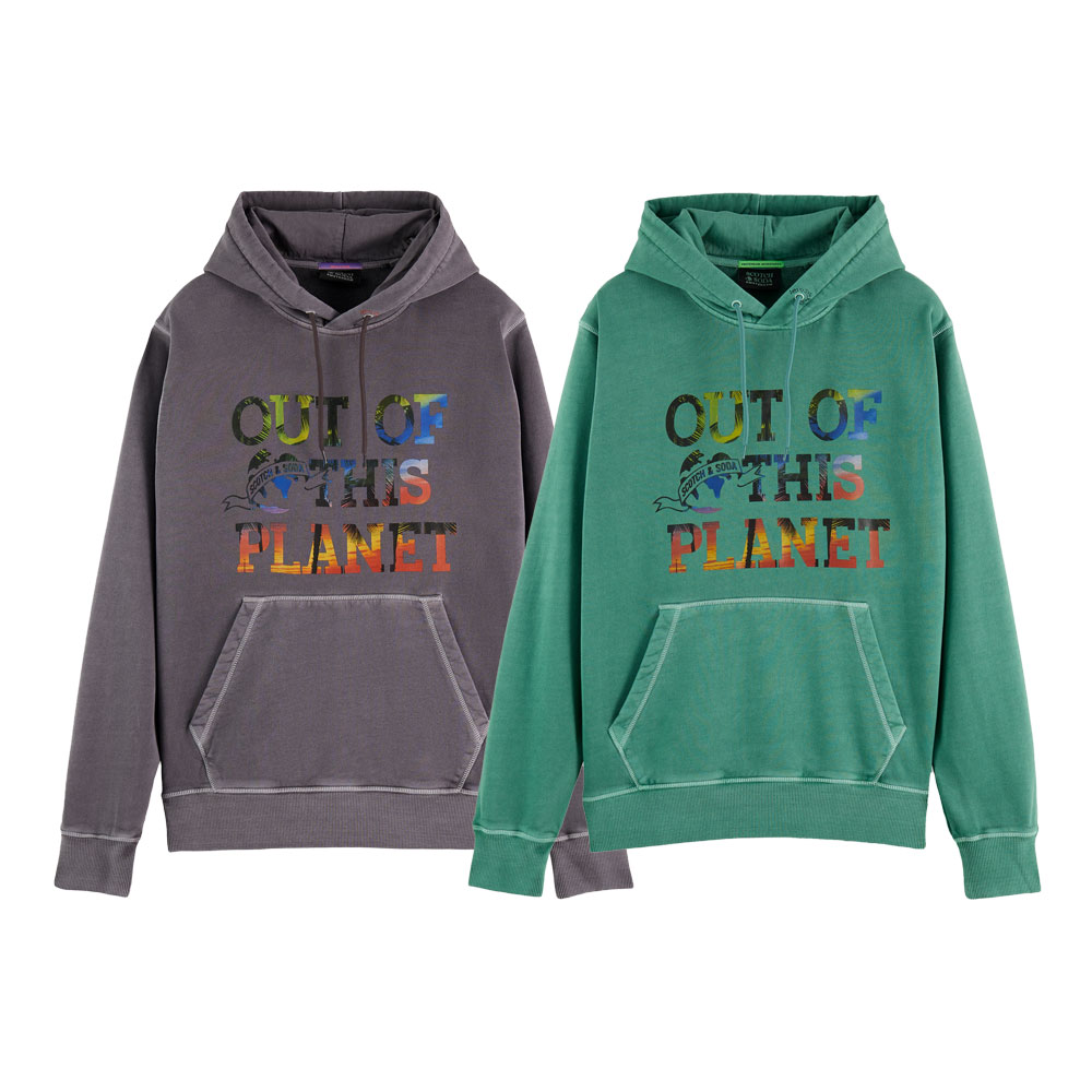 SCOTCH & SODA スコッチアンドソーダ Garment-dyed graphic hoodie