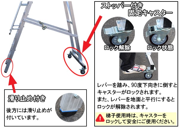 アルミ製 高所作業台 階段梯子 階段はしご 高さ206cm 7段 耐荷重150kg 移動式踏台 アルミ 作業用階段 作業台 階段 ステップ台 梯子  はしご 手すり 108