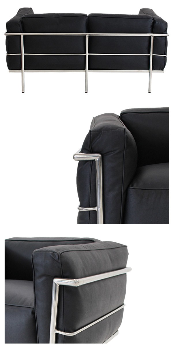 コルビジェデザイン LC3 COMFORT 2P ブラック 2人掛け ラブソファ 本革