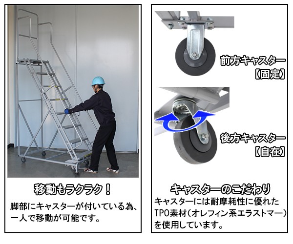 高所作業台 作業用踏台 高さ208.5cm 8段 耐荷重113kg 移動式踏台