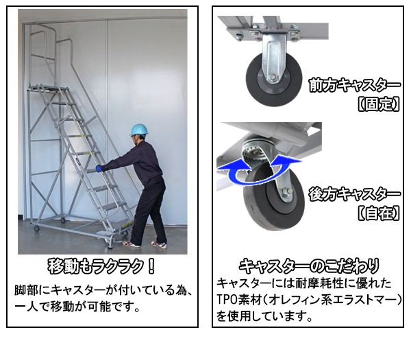 高所作業台 作業用踏台 高さ234.5cm 9段 耐荷重113kg 移動式踏台