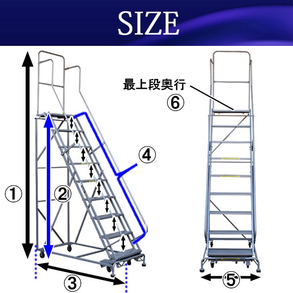 高所作業台 作業用踏台 高さ234.5cm 9段 耐荷重113kg 移動式踏台 スチール 作業用階段 作業台 足場台 移動式 階段 ステップ台 梯子  はしご 手すり キャスター915 : humidai-hb915 : BAUHAUS - 通販 - Yahoo!ショッピング