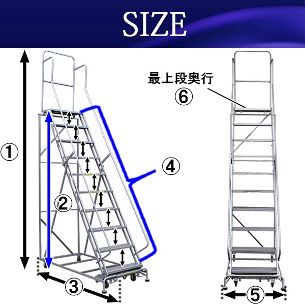 高所作業台 作業用踏台 高さ261cm 10段 耐荷重113kg 移動式踏台