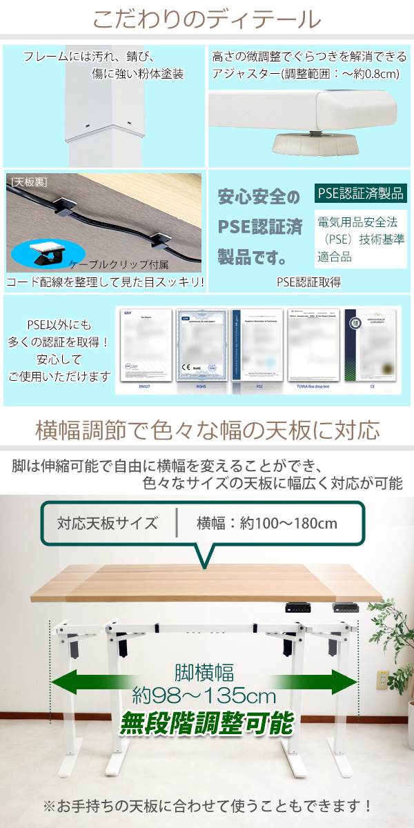 昇降デスク 電動 ハイグレードモデル PSE適合 160cm 1600mm ブラックウォールナット材 アクリル保護パネル付き 高級 木製 天板 グロス加工 動荷重約100kgの画像