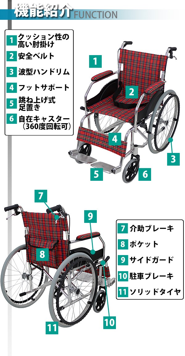 大人気お得車椅子 アルミ合金製 赤 約11kg TAISコード取得済 軽量 折り畳み 自走介助兼用 介助ブレーキ付き 携帯バッグ付き ノーパンクタイヤ 自走用