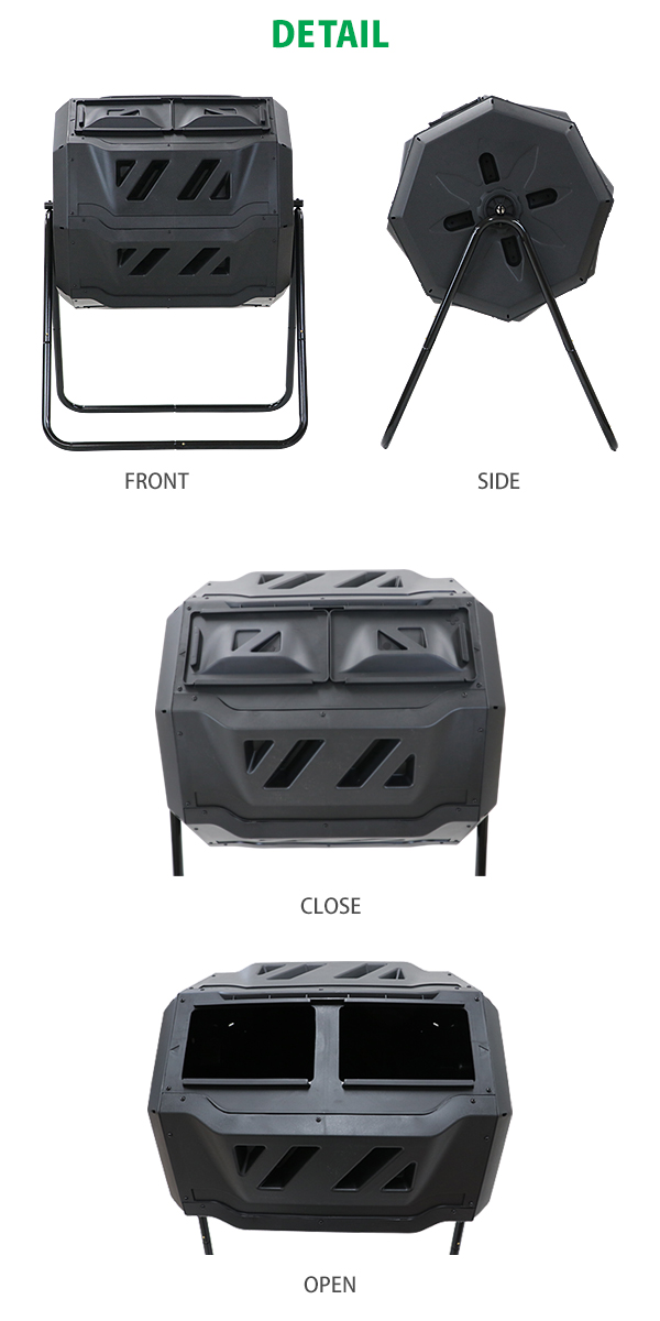 大人気! コンポスト 回転式 160L 回転 二部屋 二層 容器 大容量 家庭用