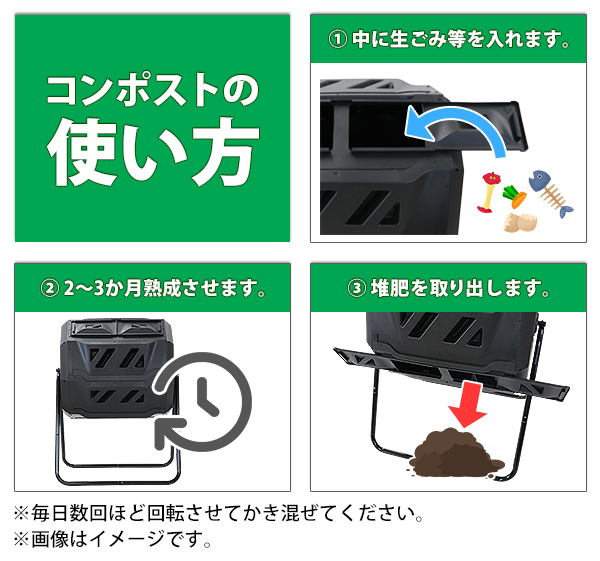 コンポスト 回転式 160L 回転 二部屋 二層 容器 大容量 家庭用