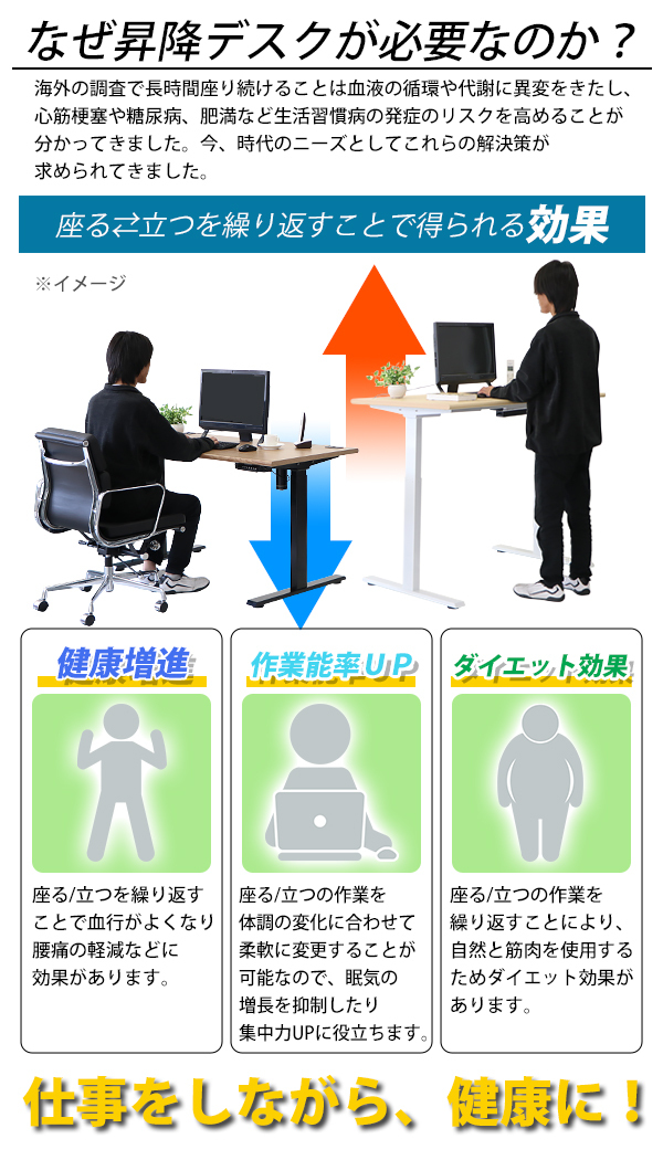 昇降デスク 電動 エコノミーモデル 脚のみ PSE適合 耐荷重約100kg(脚部 