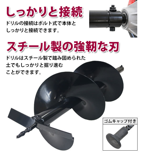 アースオーガー 替えドリル 1本 ドリル径 Φ200ｍｍ 全長 約80cm エンジン式 穴掘り機 付け替え用 ドリル オーガー エンジンドリル 交換用  替え 交換 単品 :e-auger-drill-200-1p:BAUHAUS - 通販 - Yahoo!ショッピング