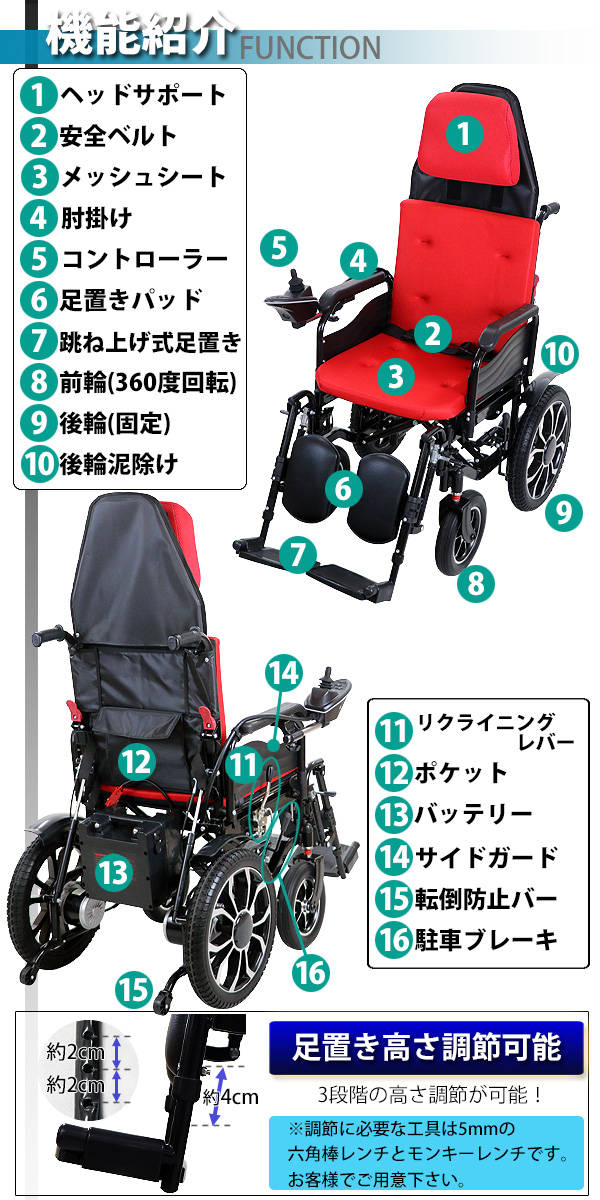 美品◎2020年10月製造電動ユニット搭載 電動車椅子 バッテリー付き 電動車いす自走式タウニィジョイX PLUS+｜車椅子のレンタル