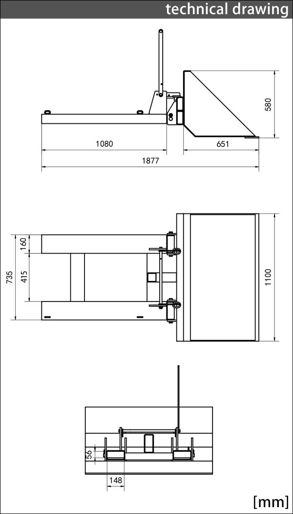 フォークリフト アタッチメント バケット 最大積載重量約1000kg 約1t