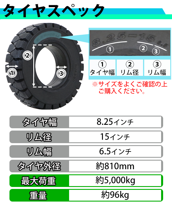 フォークリフト用タイヤ ホイール無し タイヤのみ 1本 タイヤサイズ