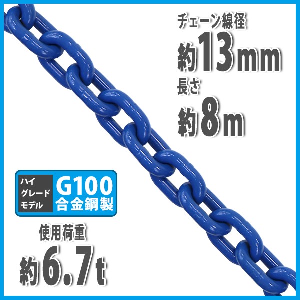 百貨店百貨店チェーン 線径約13mm 使用荷重約6.7t 約6700kg 約8m G100